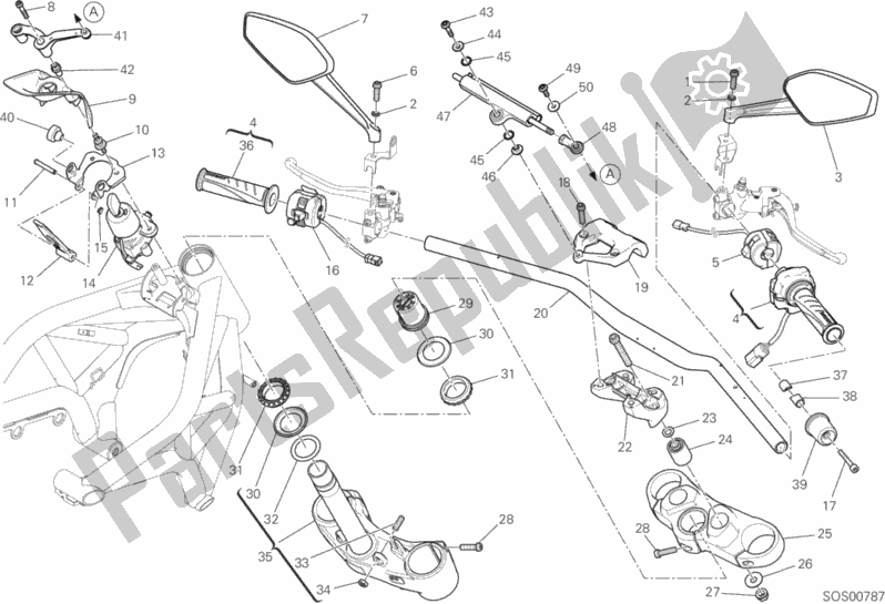 Tutte le parti per il Manubrio E Comandi del Ducati Monster 1200 R USA 2018